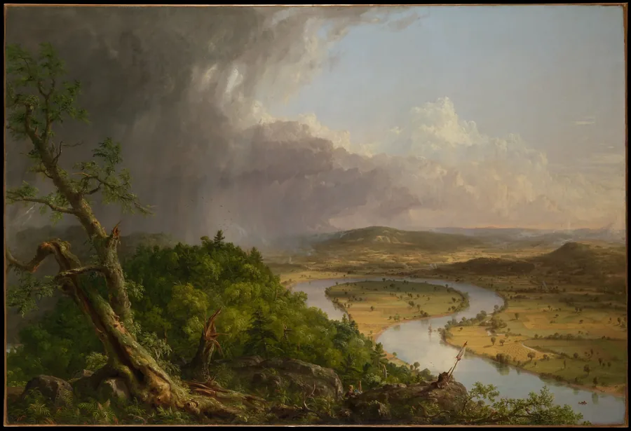 Storm clearing over a river valley, from Thomas Cole's The Oxbow